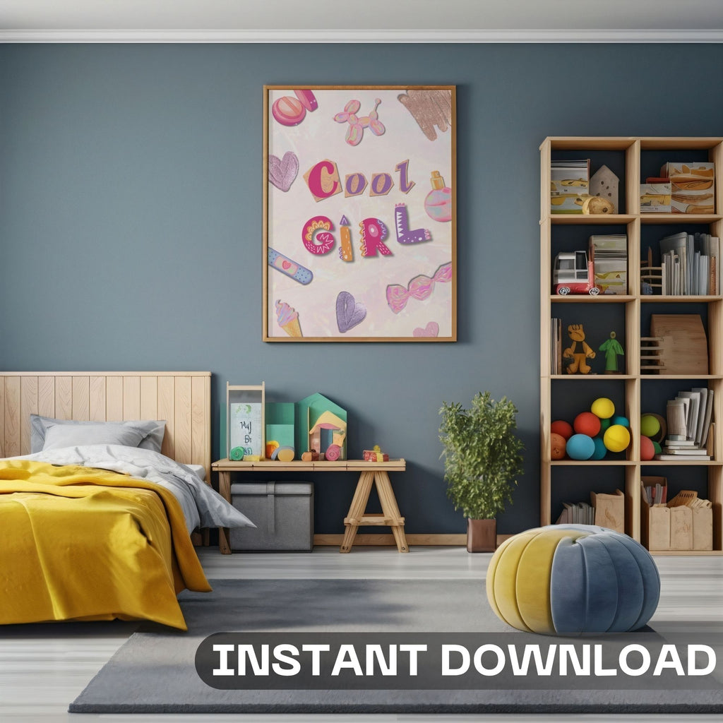 Cool Girl - Playful Teen Room Wall Art Print | Fun Typography Poster