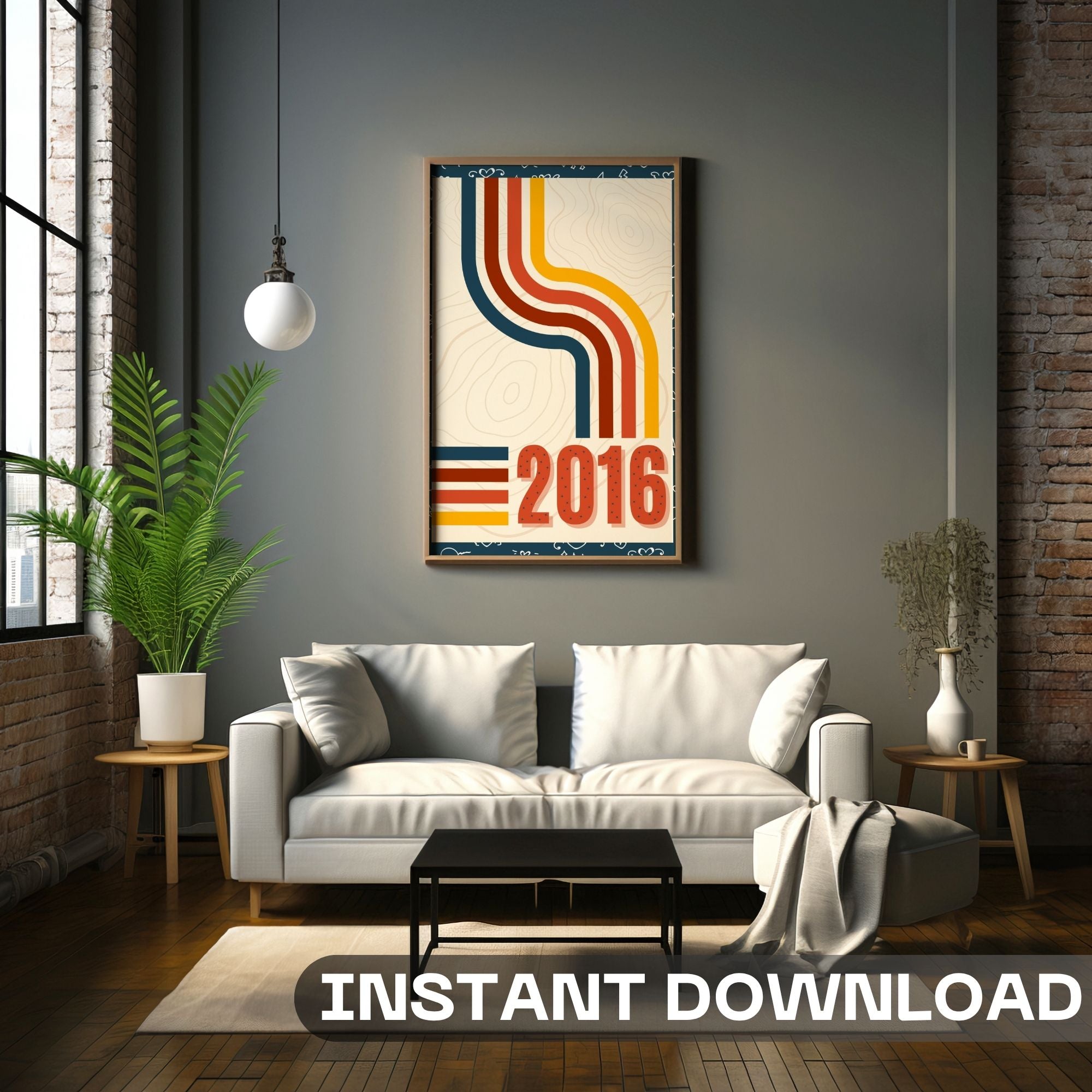 2016 Retro Wave Abstract Wall Art