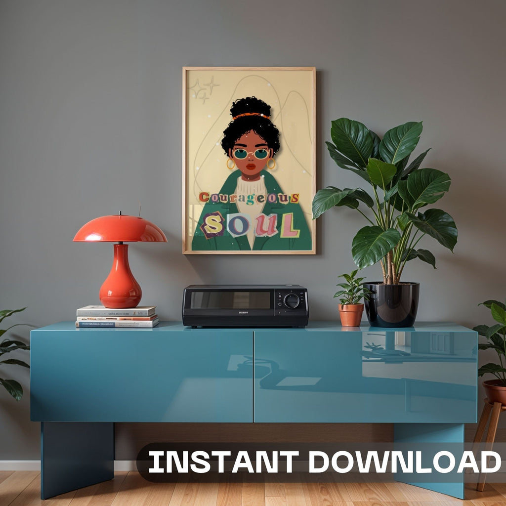 Courageous Soul - Retro African American Empowerment Wall Art | Soulful Portrait Poster