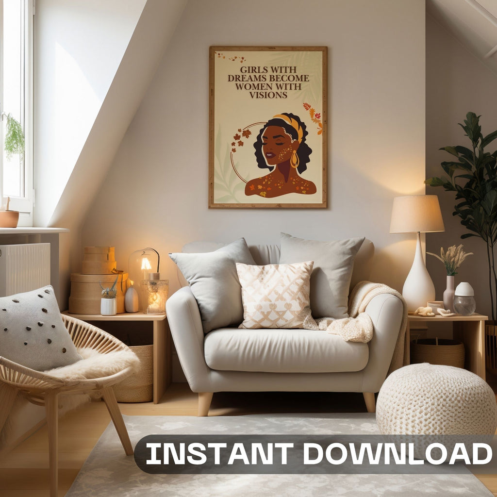 Girls With Dreams Become Women With Visions - Autumn Empowerment Wall Art