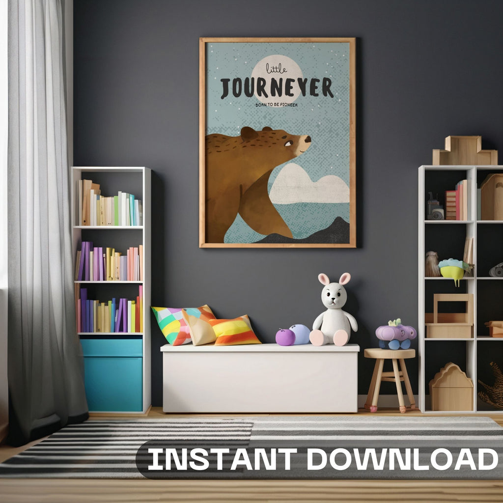 Little Journeyer - Adorable Nursery Wall Art with Woodland Bear