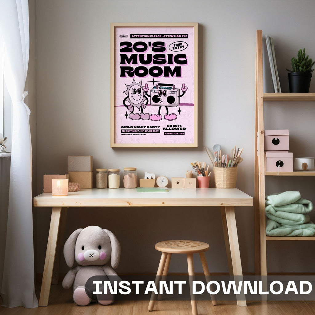 20's Music Room - Retro Girls Night Party Wall Art