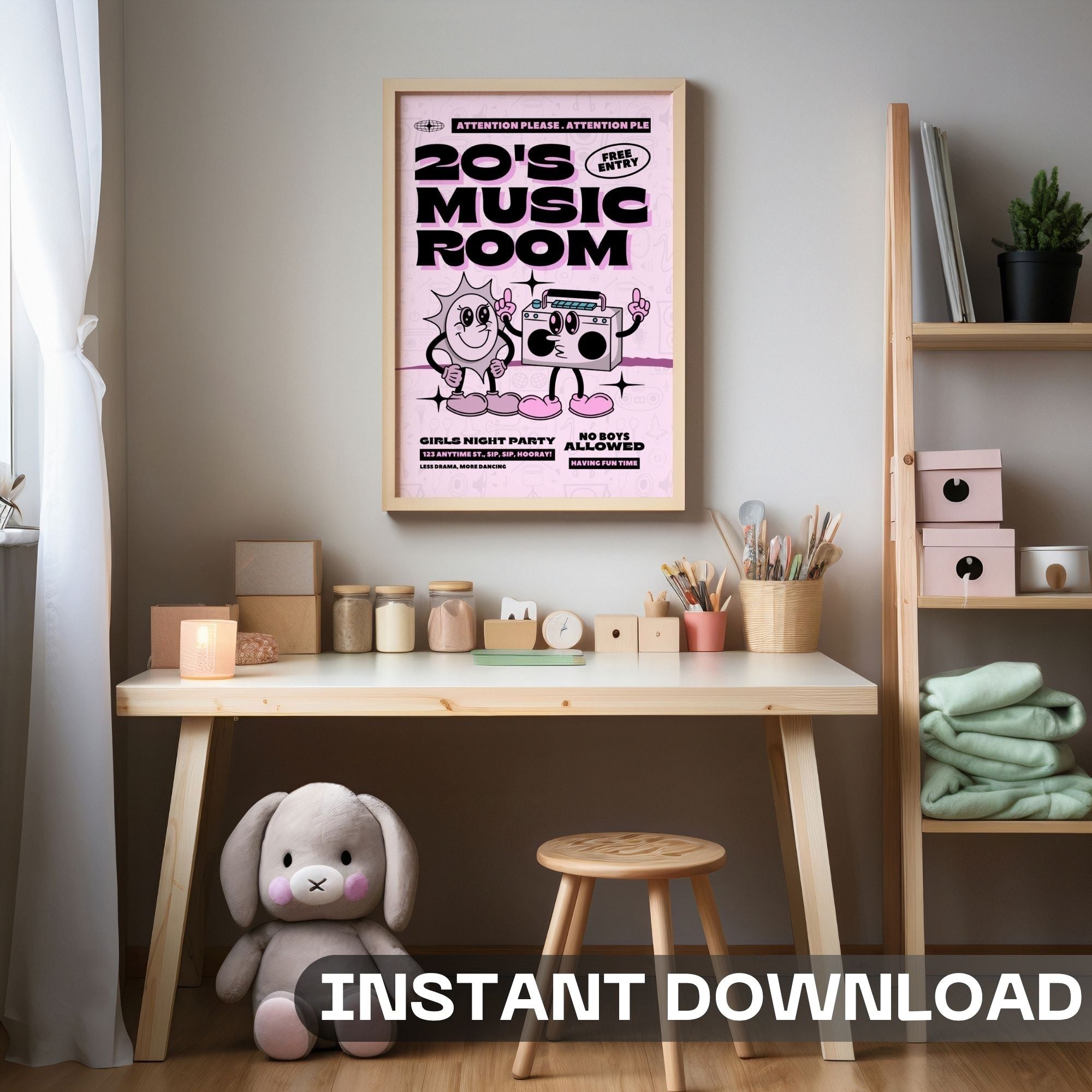 20's Music Room - Retro Girls Night Party Wall Art