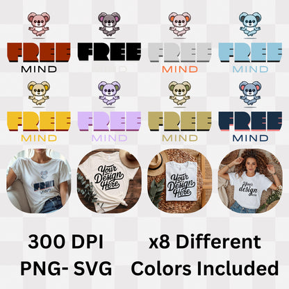 Free Mind - Cute Meditating Koala Zen Mindfulness Mental Freedom Statement Artwork