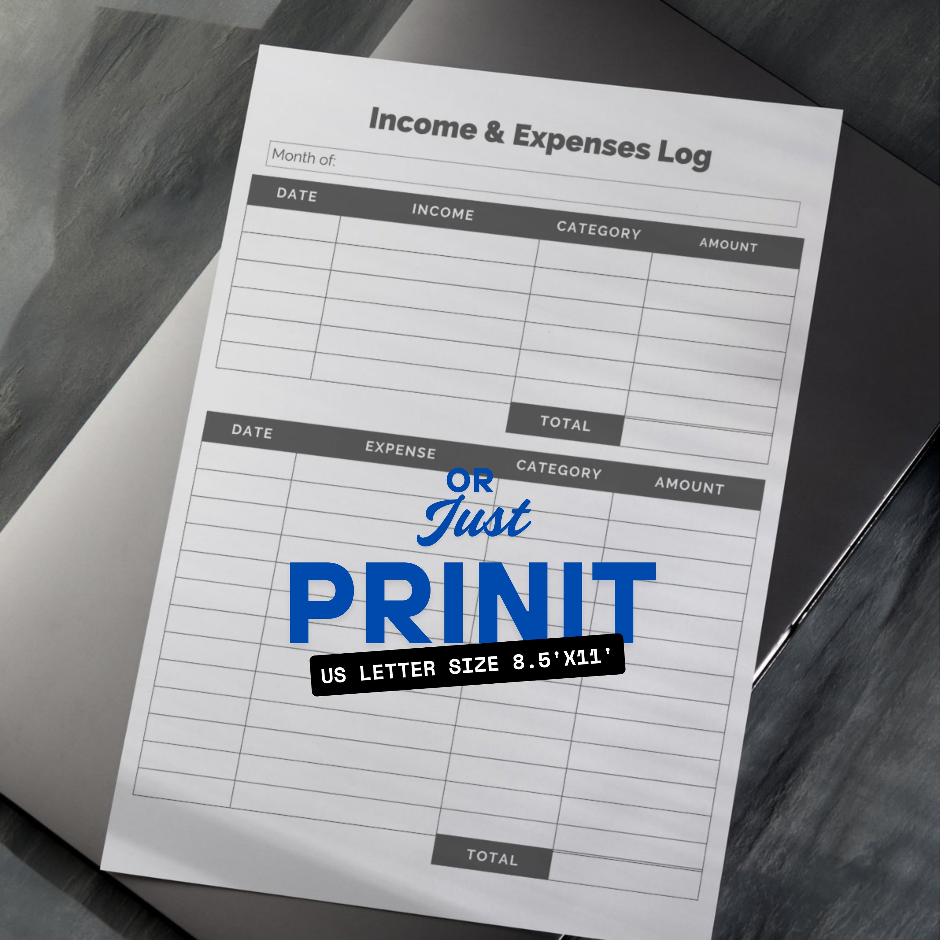 Income & Expenses Log Sheet