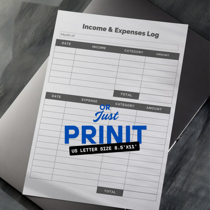 Income & Expenses Log Sheet