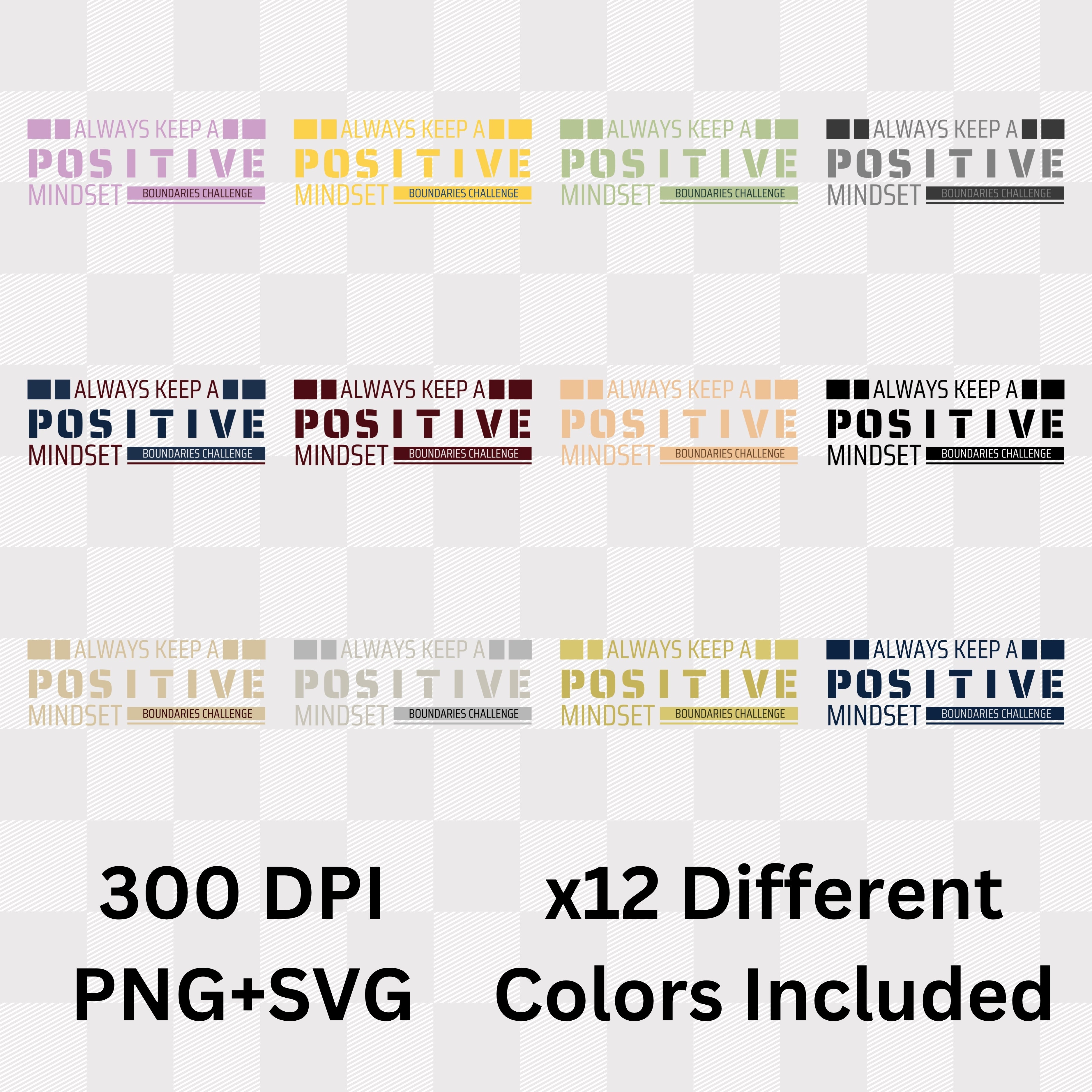 Always Keep Positive Mindset Boundaries Challenge - Minimalist Motivation Statement Artwork