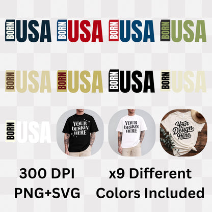Born USA - Patriotic Minimalist Statement Gym & Fitness Artwork