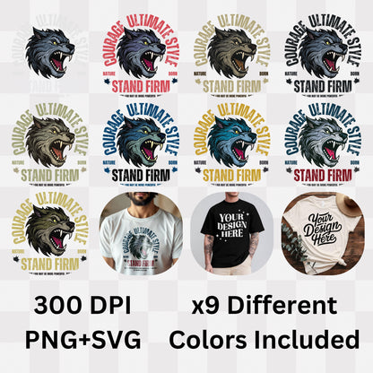 Courage Ultimate Style Stand Firm Wolf Motivational Statement Artwork