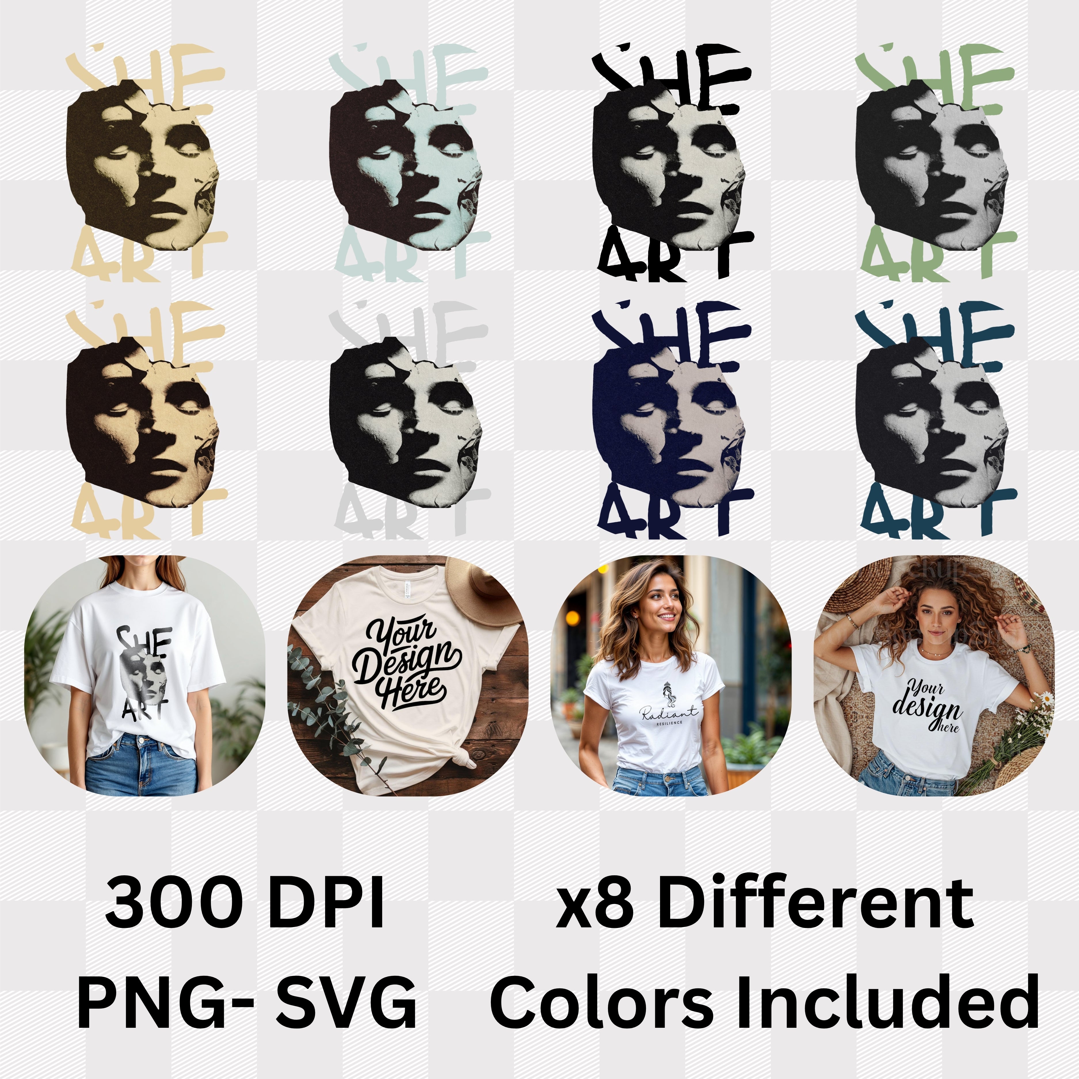 She Art - Minimalist Black & White Portrait Typography Artistic Statement Artwork