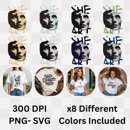 She Art - Minimalist Black & White Portrait Typography Artistic Statement Artwork