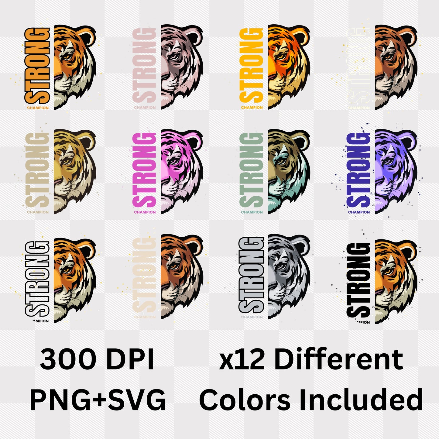 Strong Champion - Tiger Artistic Motivational Statement Artwork