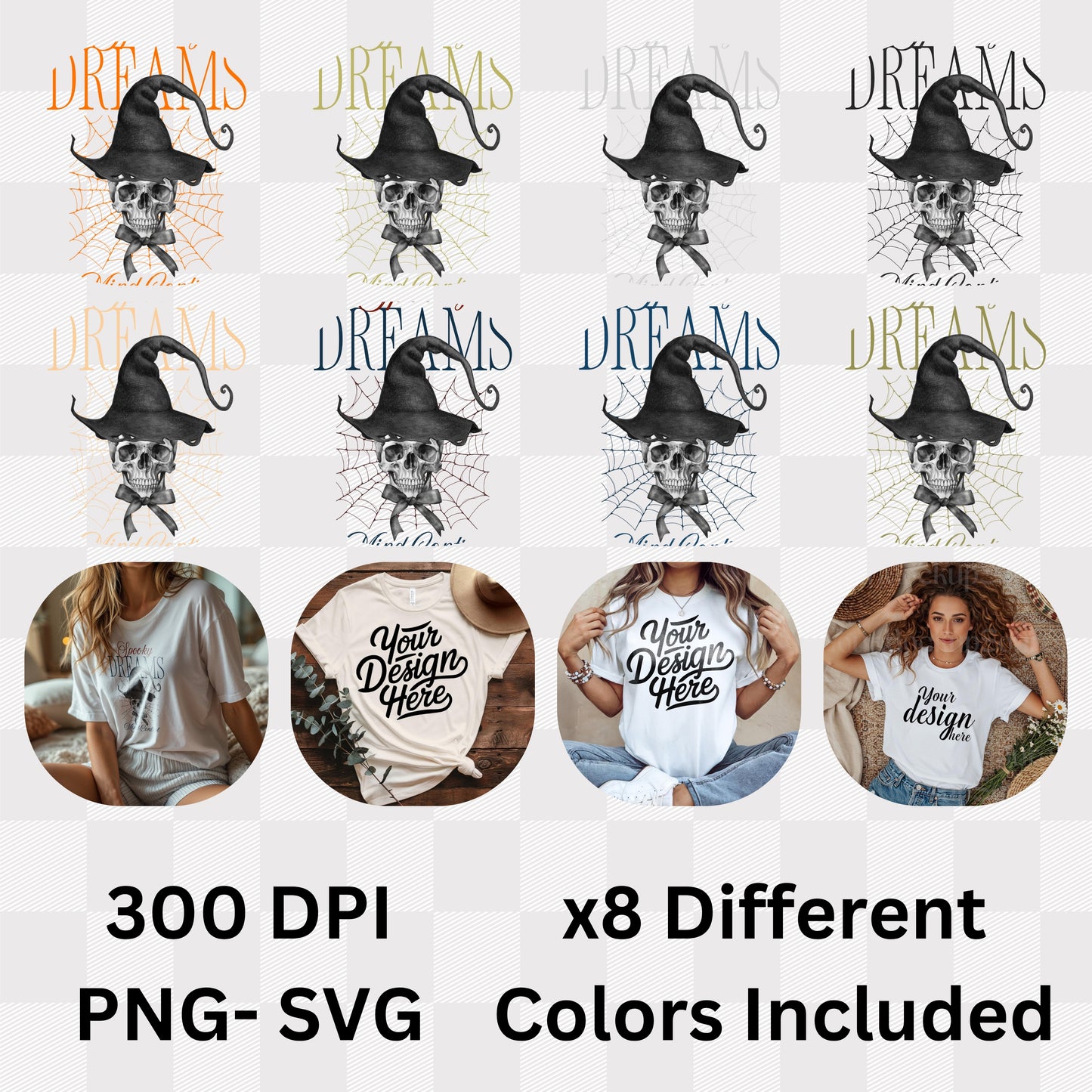 Spooky Dreams Mind Control - Gothic Witch Hat Skull Halloween Statement Artwork