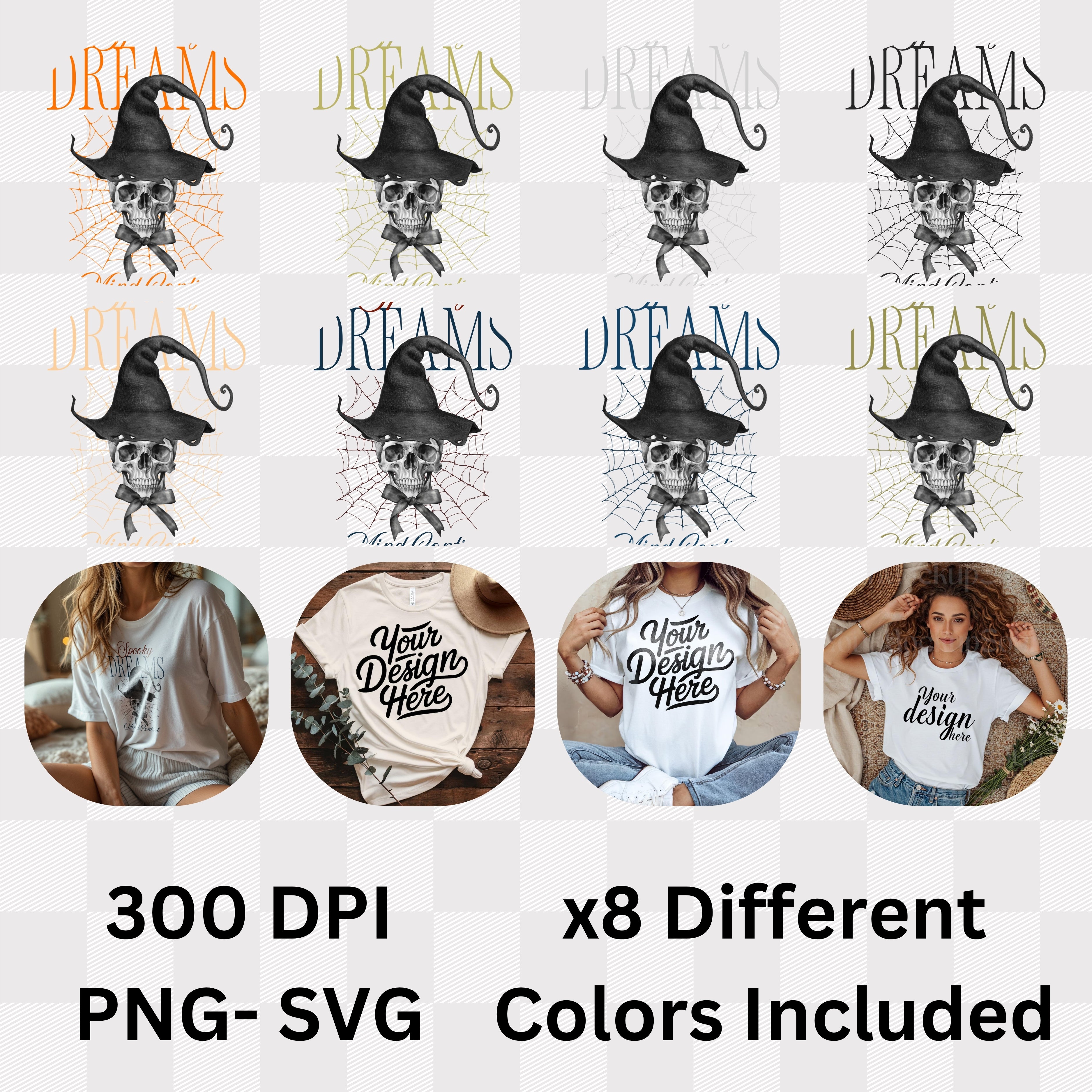 Spooky Dreams Mind Control - Gothic Witch Hat Skull Halloween Statement Artwork