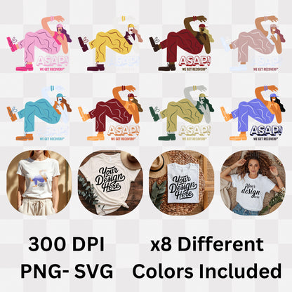 ASAP We Get Recovered - Illustrated Woman Dancing Workout Fitness Motivation Artwork