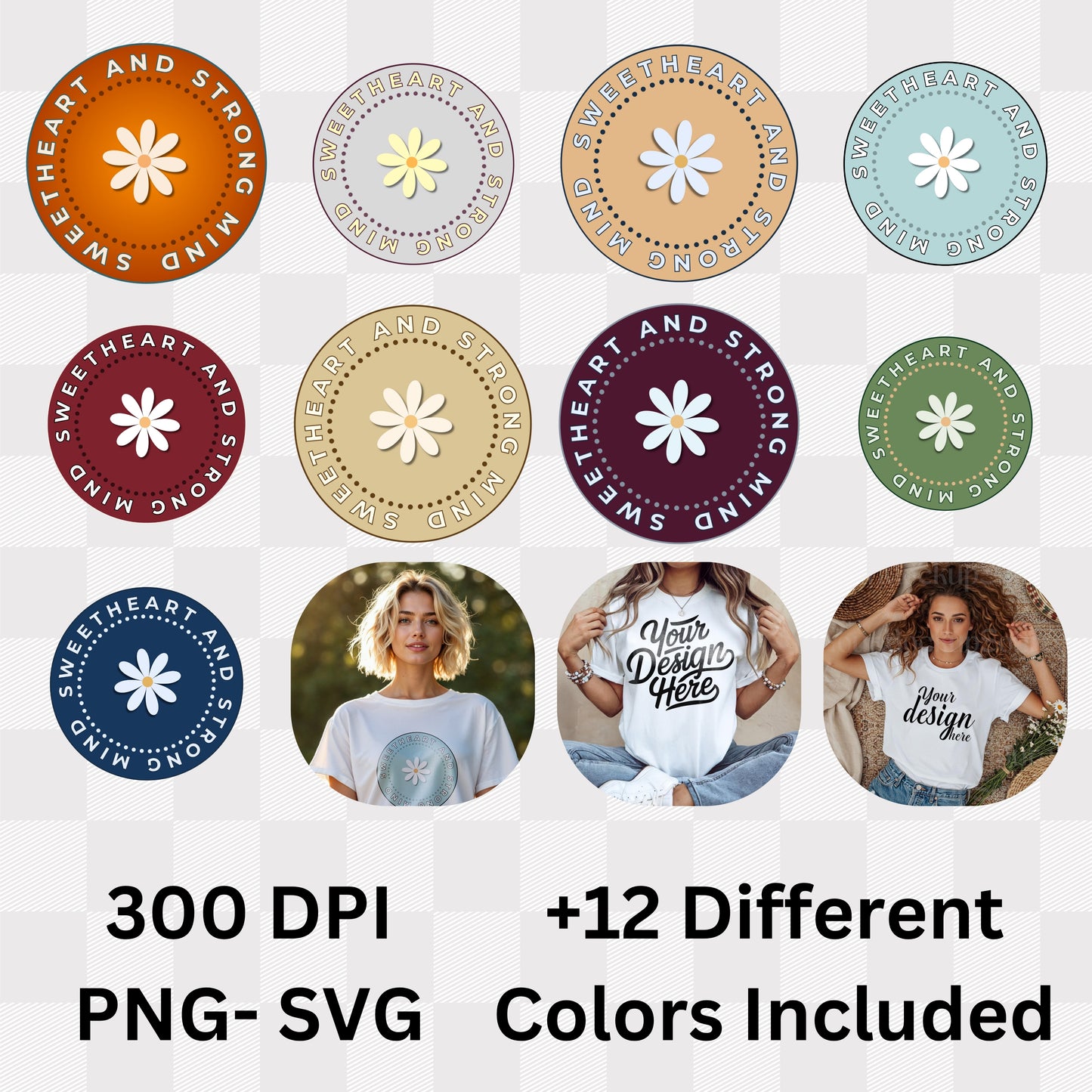 Sweetheart And Strong - Soft Daisy Flower Circle Empowered Femininity Statement Artwork