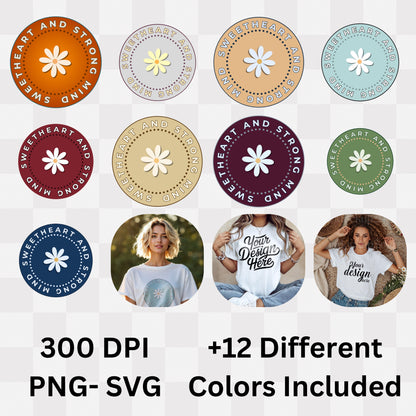 Sweetheart And Strong - Soft Daisy Flower Circle Empowered Femininity Statement Artwork