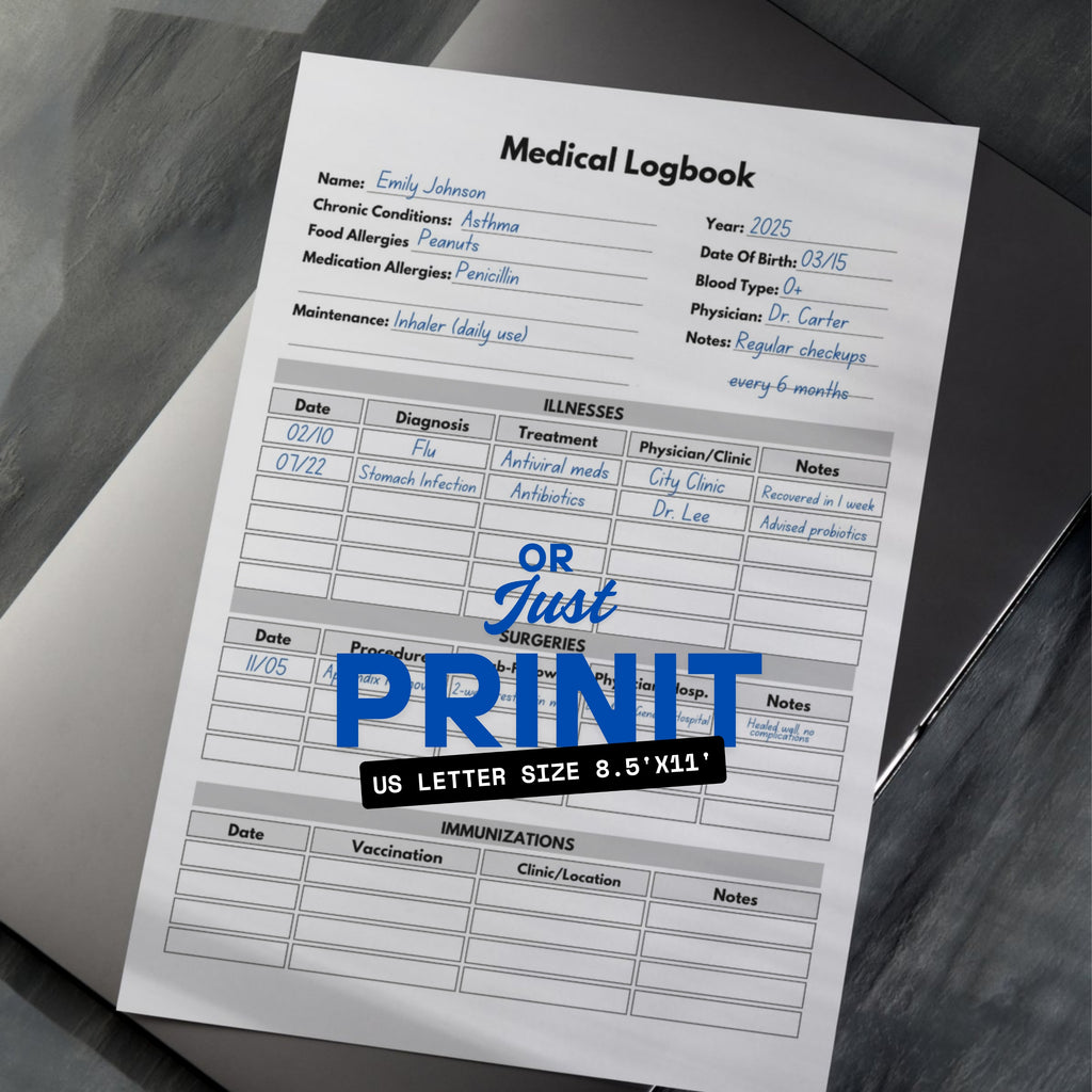 Medical Logbook Paper Sheet