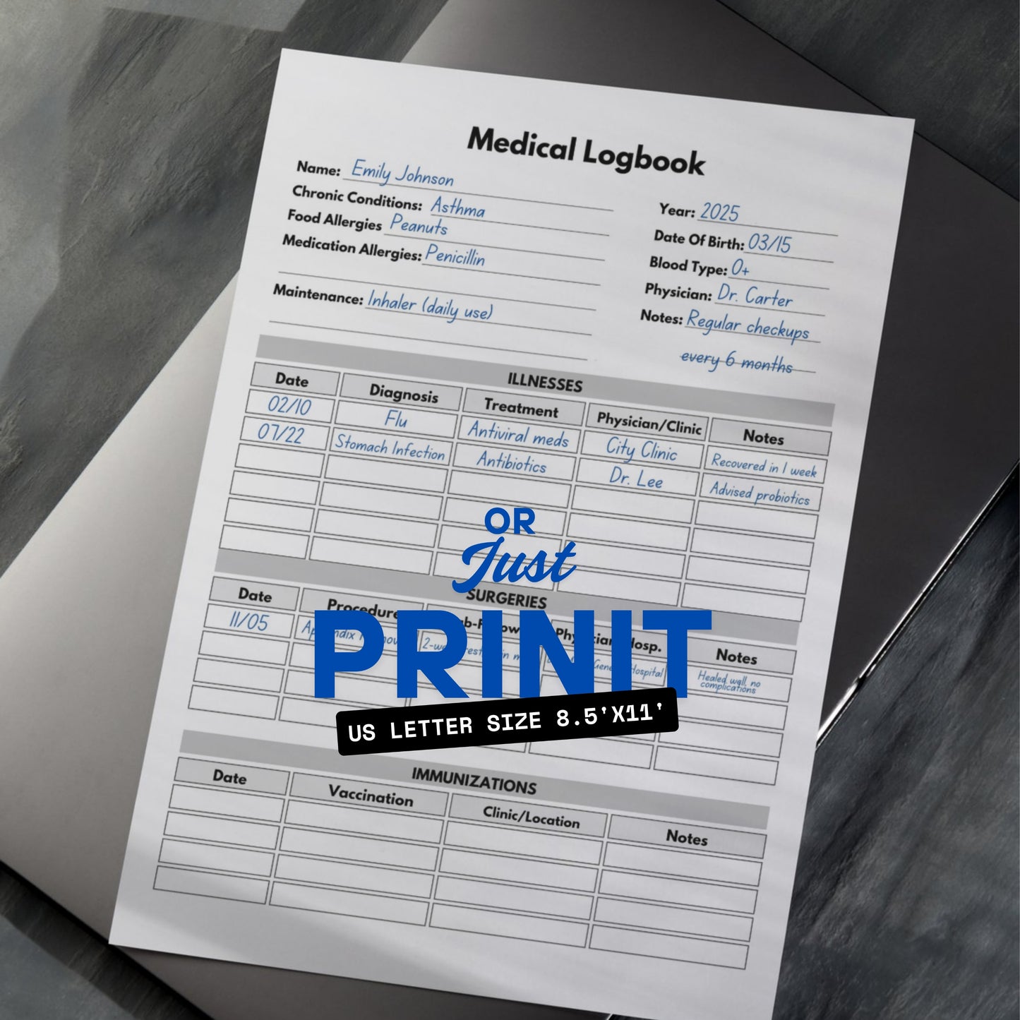 Medical Logbook Paper Sheet