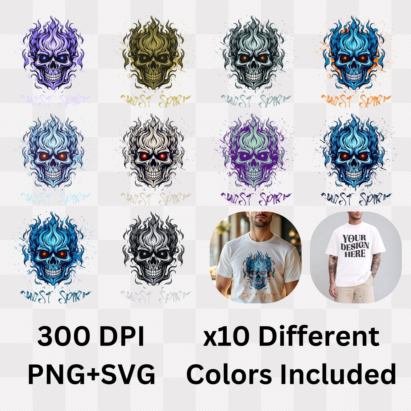 Ghost Spirit - Flaming Skull Dark Energy Statement Artwork