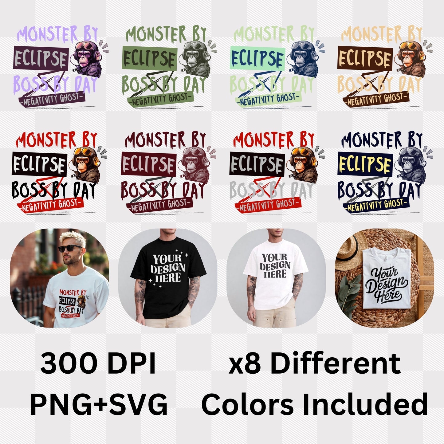 Monster By Eclipse, Boss By Day - Motivational Chimp DJ Music Producer Statement Artwork