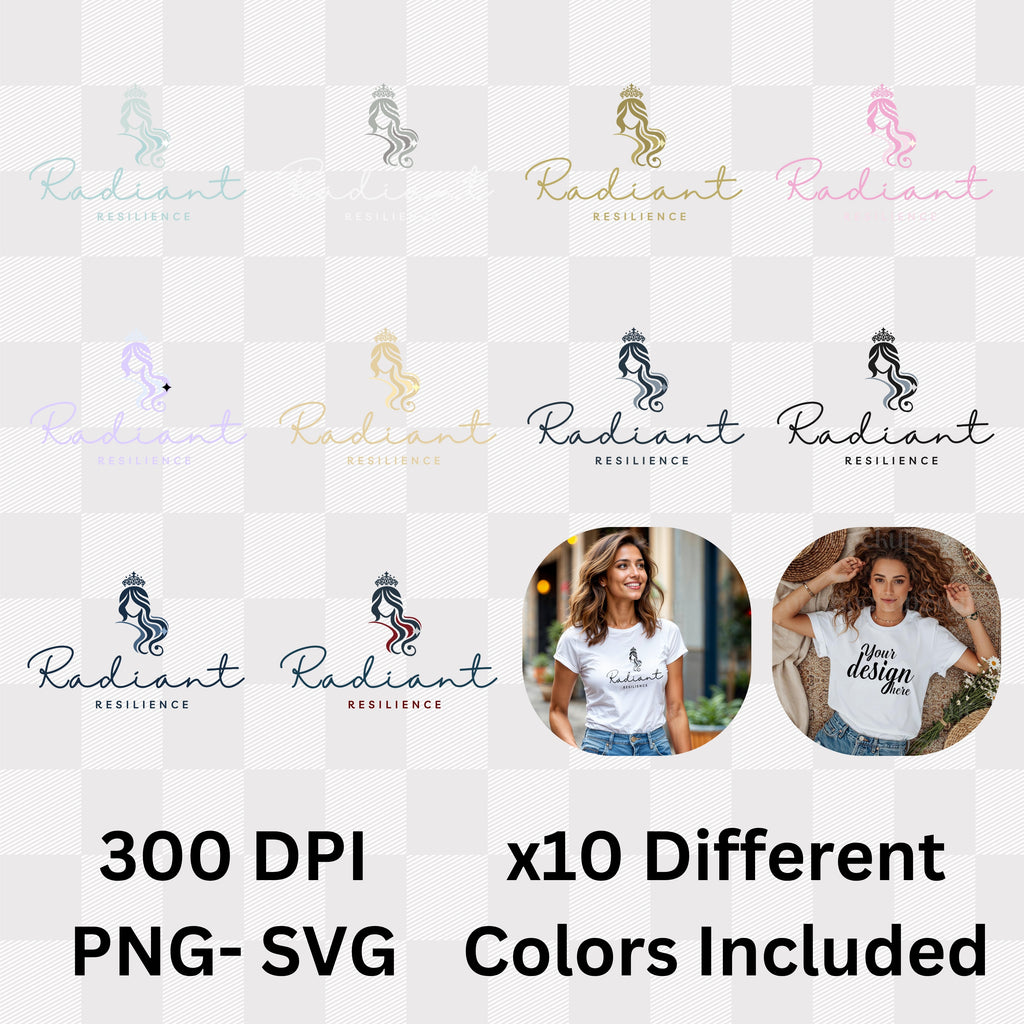 Radiant Resilience - Crown Silhouette Woman Elegant Script Strength Statement Artwork