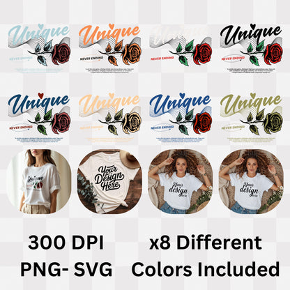 Unique Never Ending - Rose Art Individuality Celebration Empowerment Statement Artwork