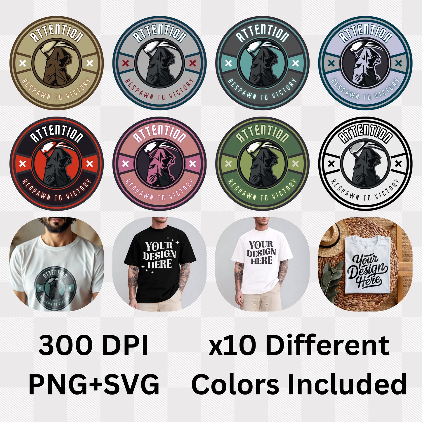 Attention Respawn To Victory - Gaming Warrior Motivational Statement Artwork