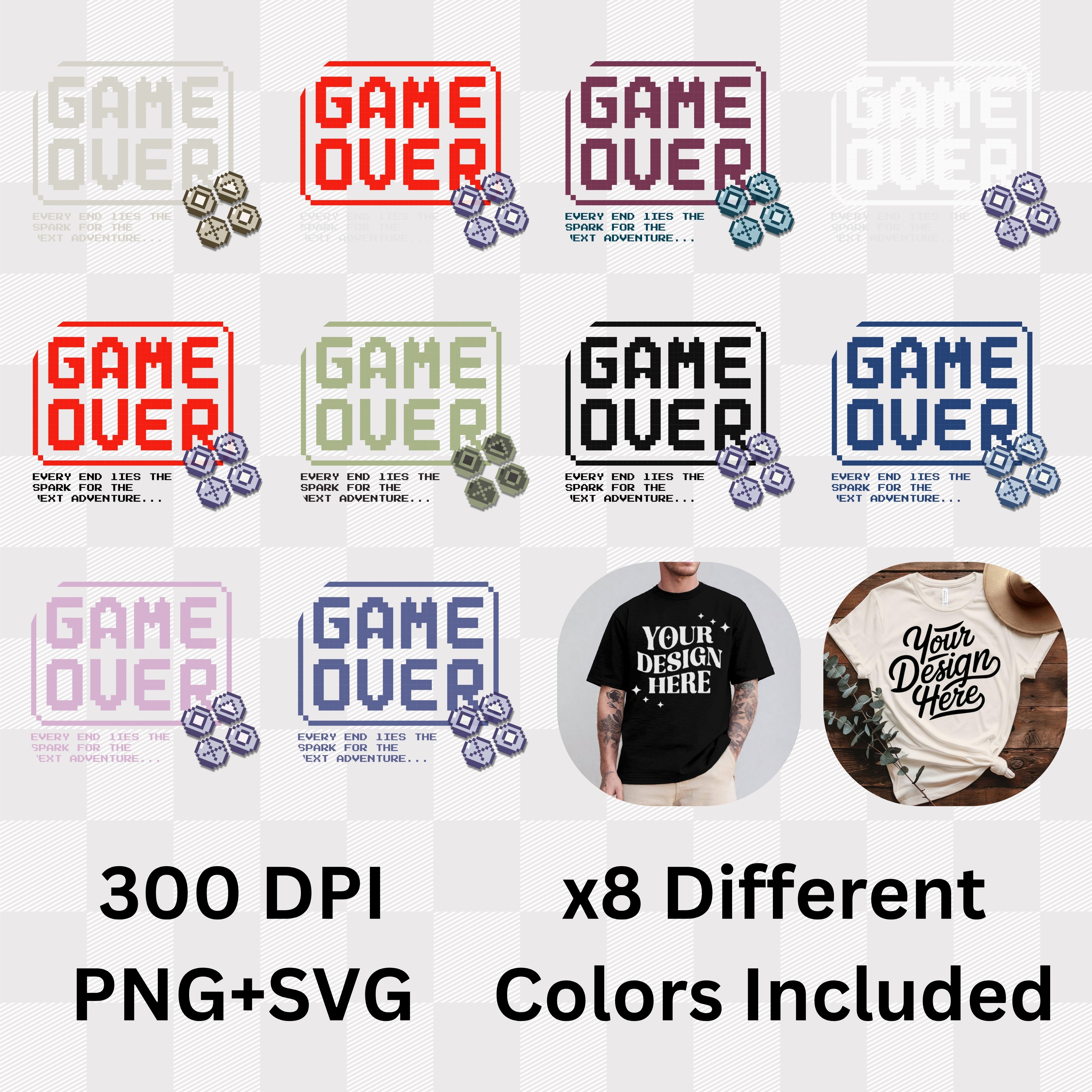 Game Over Every End Lies The Spark For Next Adventure - Retro Gaming Statement Artwork