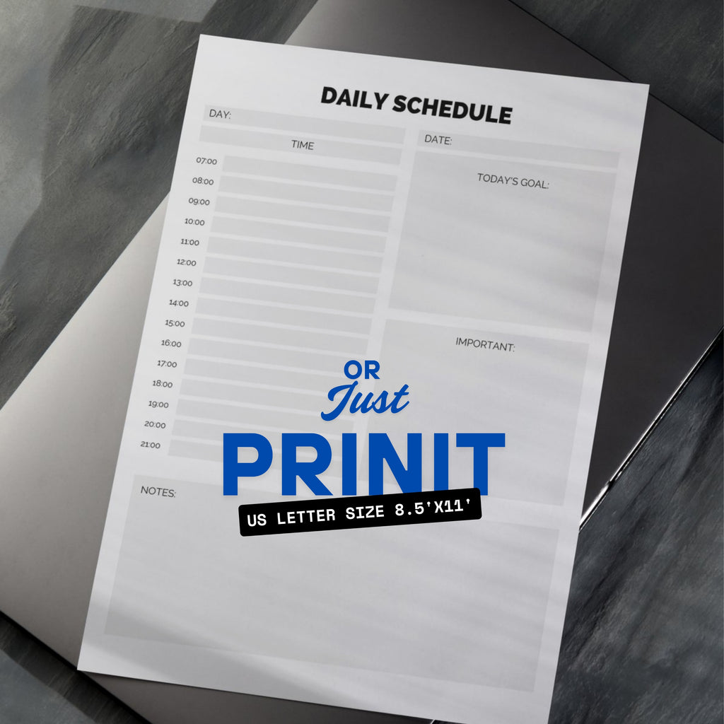 Daily Scheduler Paper Sheet