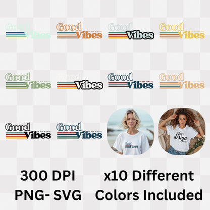 Good Vibes Is My Magic - Retro Striped Typography Positivity Mantra Statement Artwork