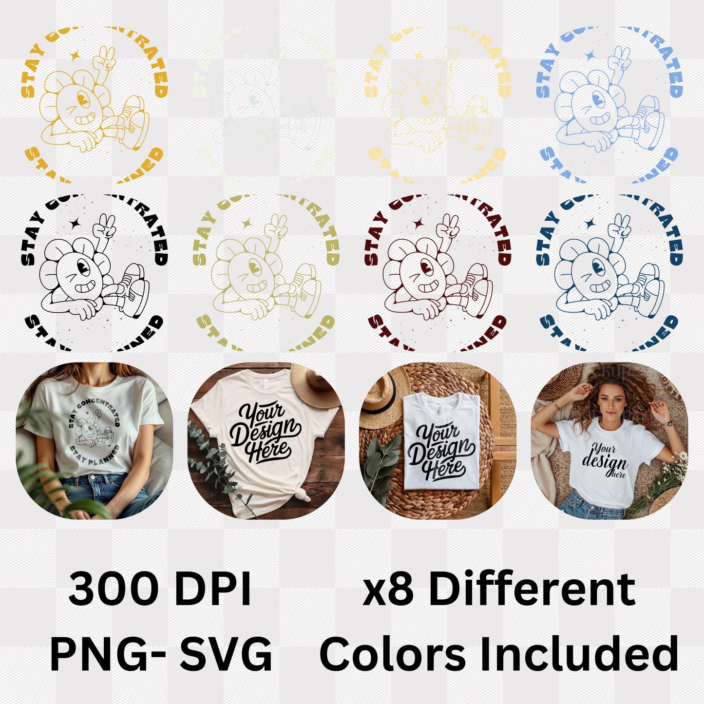 Stay Concentrated Stay Planned - Cartoon Focus Productivity Organization Statement Artwork