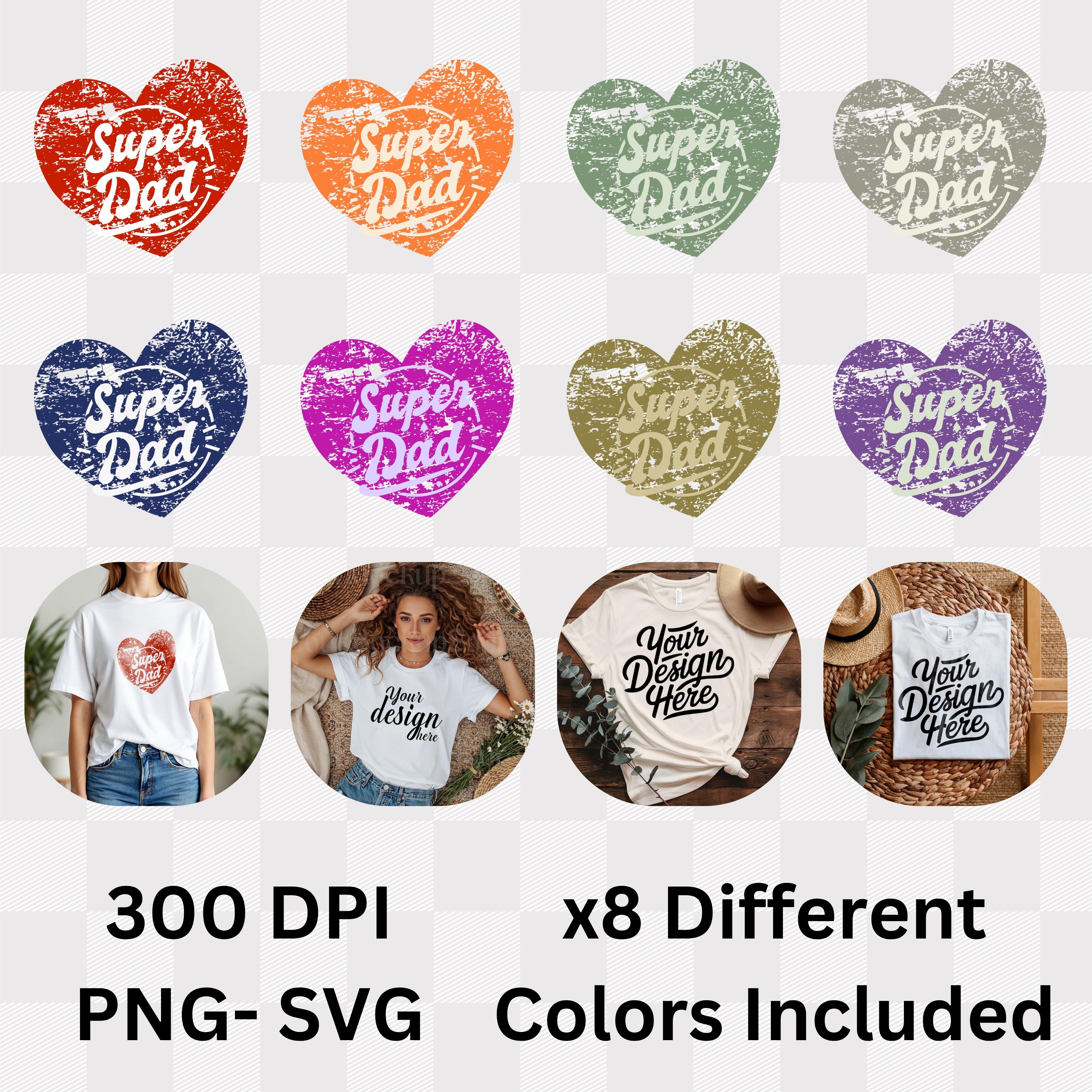 Super Dad - Distressed Red Heart Vintage Father's Day Love Appreciation Design