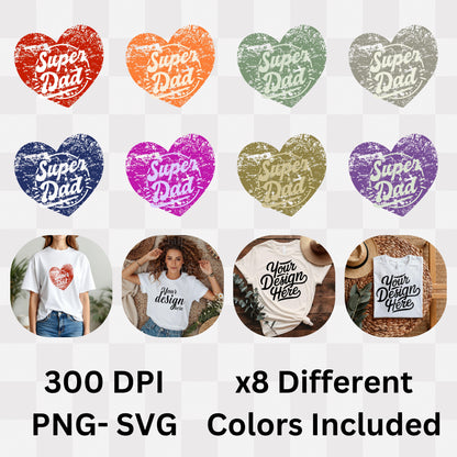 Super Dad - Distressed Red Heart Vintage Father's Day Love Appreciation Design