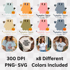 Pumpkin Spice & Spooky Vibes - Cute Halloween Ghost Autumn Season Statement Artwork