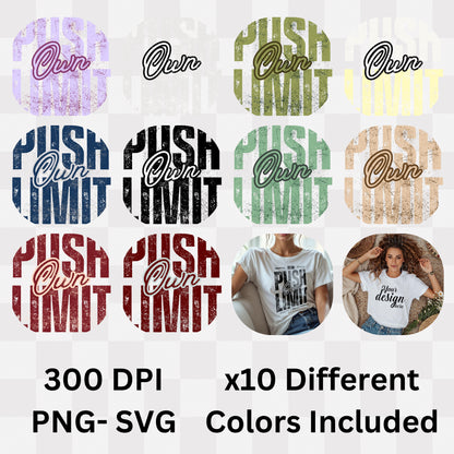 Push Own Limit - Urban Grunge Motivational Self-Challenge Empowerment Statement Artwork