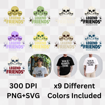 Legend Friends Side By Side Rule and Ride - Skull Spider Statement Artwork