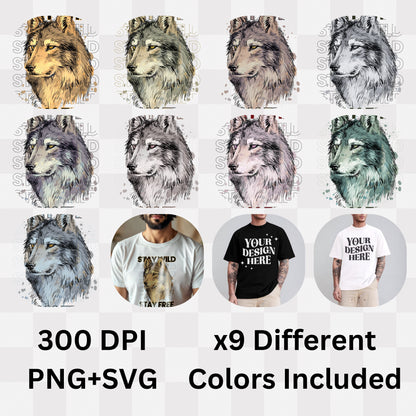 Stay Wild Stay Free - Wolf Nature Freedom Statement Artwork