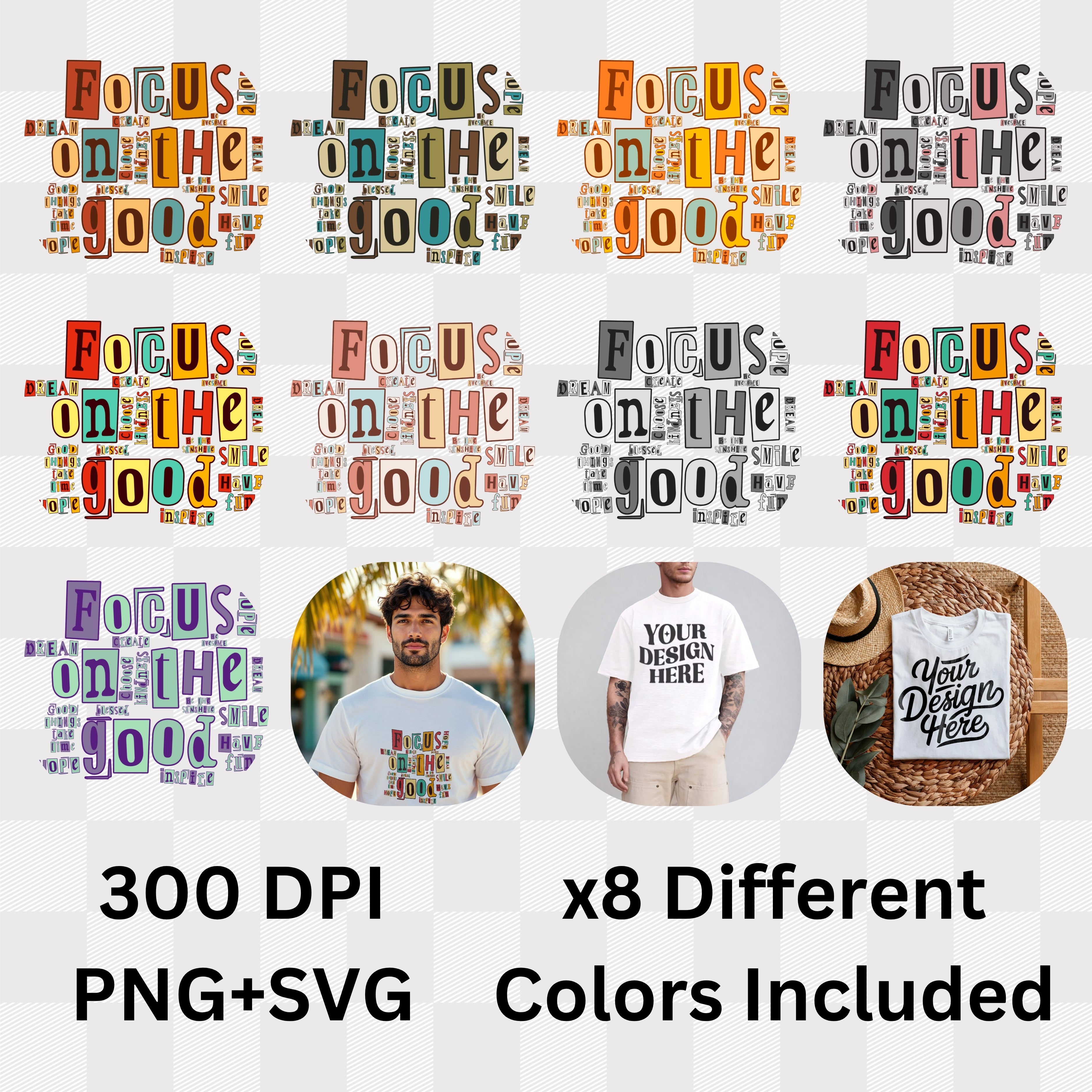 "Focus On The Good - Ransom Note Positivity Collage Statement Artwork