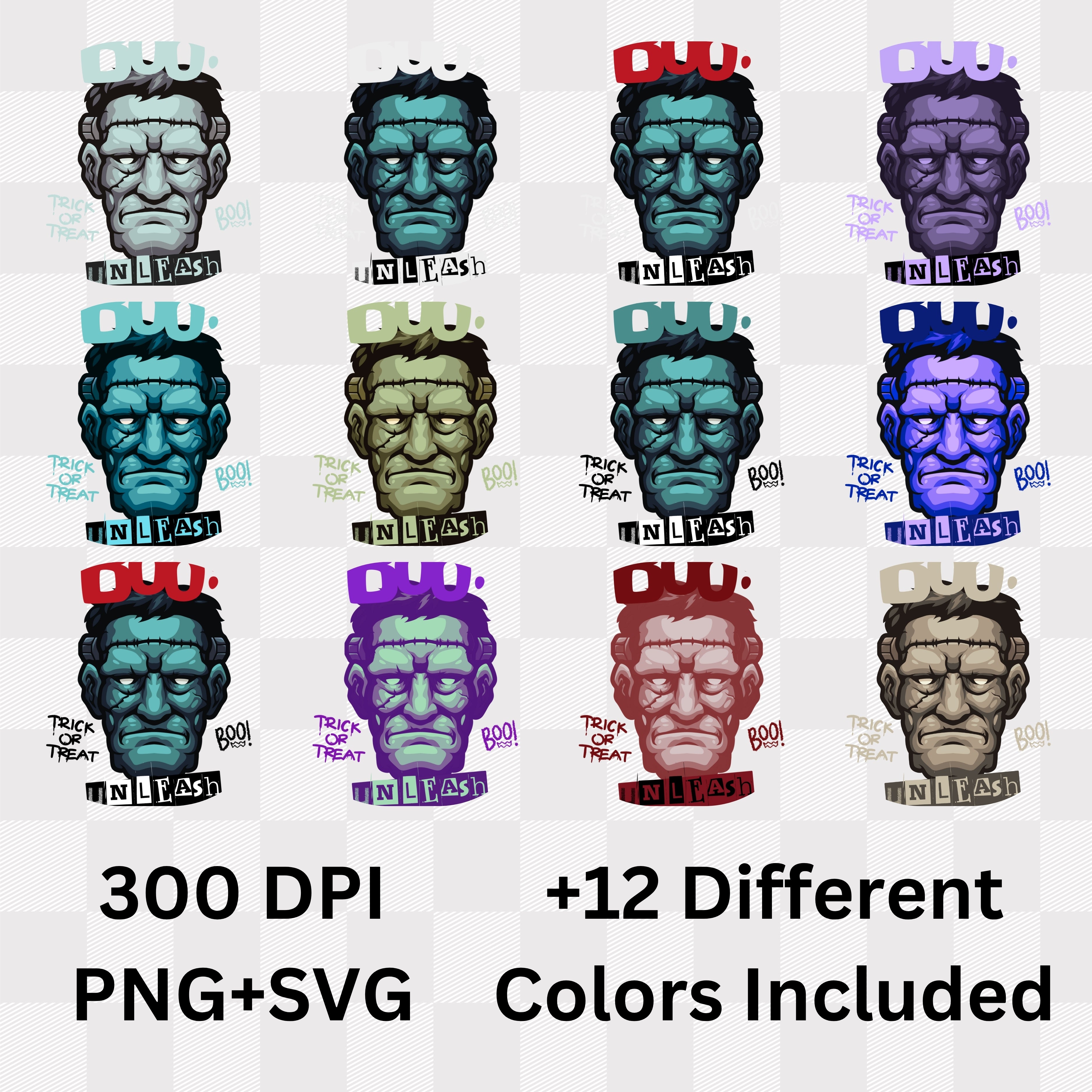 Boo Trick Or Treat Unleash - Frankenstein Halloween Statement Artwork