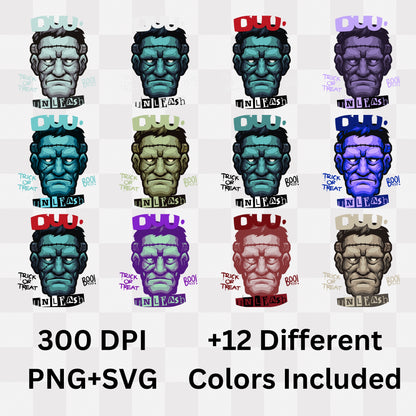 Boo Trick Or Treat Unleash - Frankenstein Halloween Statement Artwork