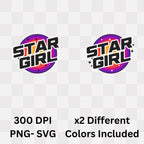 Star Girl - Retro Purple Pink Gradient Cosmic Universe Dreamer Statement Artwork