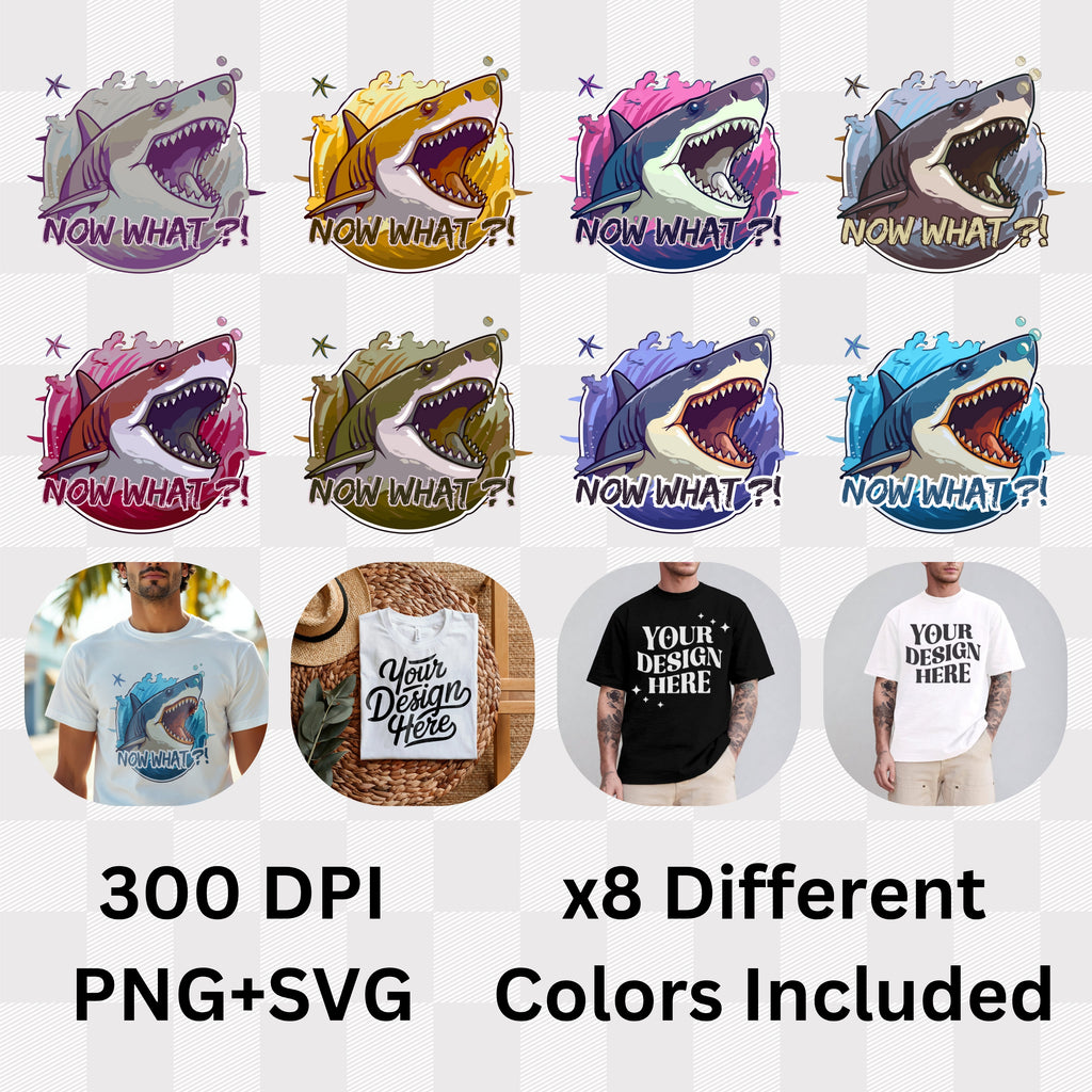 Now What Shark - Funny Ocean Adventure Statement Artwork