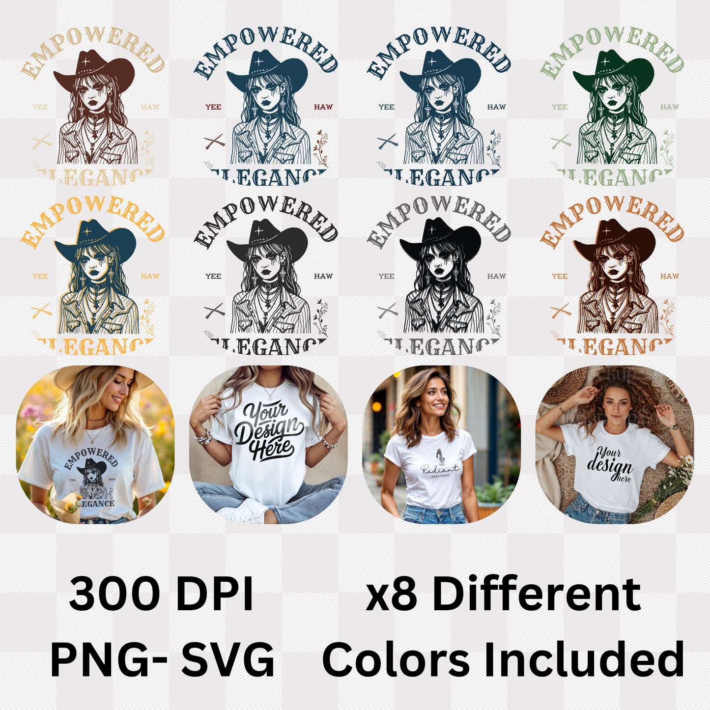 Empowered Elegance - Yee Haw Cowgirl Illustration Western Feminine Power Statement Artwork