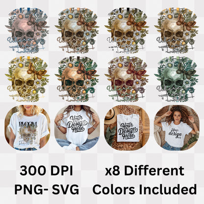 Bloom Where You Are Planted - Skull Butterfly Nature Growth Statement Artwork