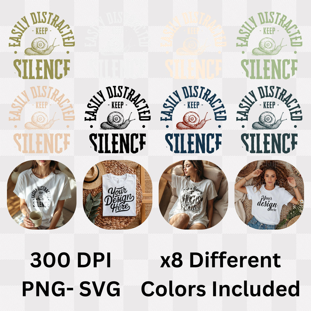 Easily Distracted Keep Silence - Snail Humor ADHD Introvert Statement Artwork