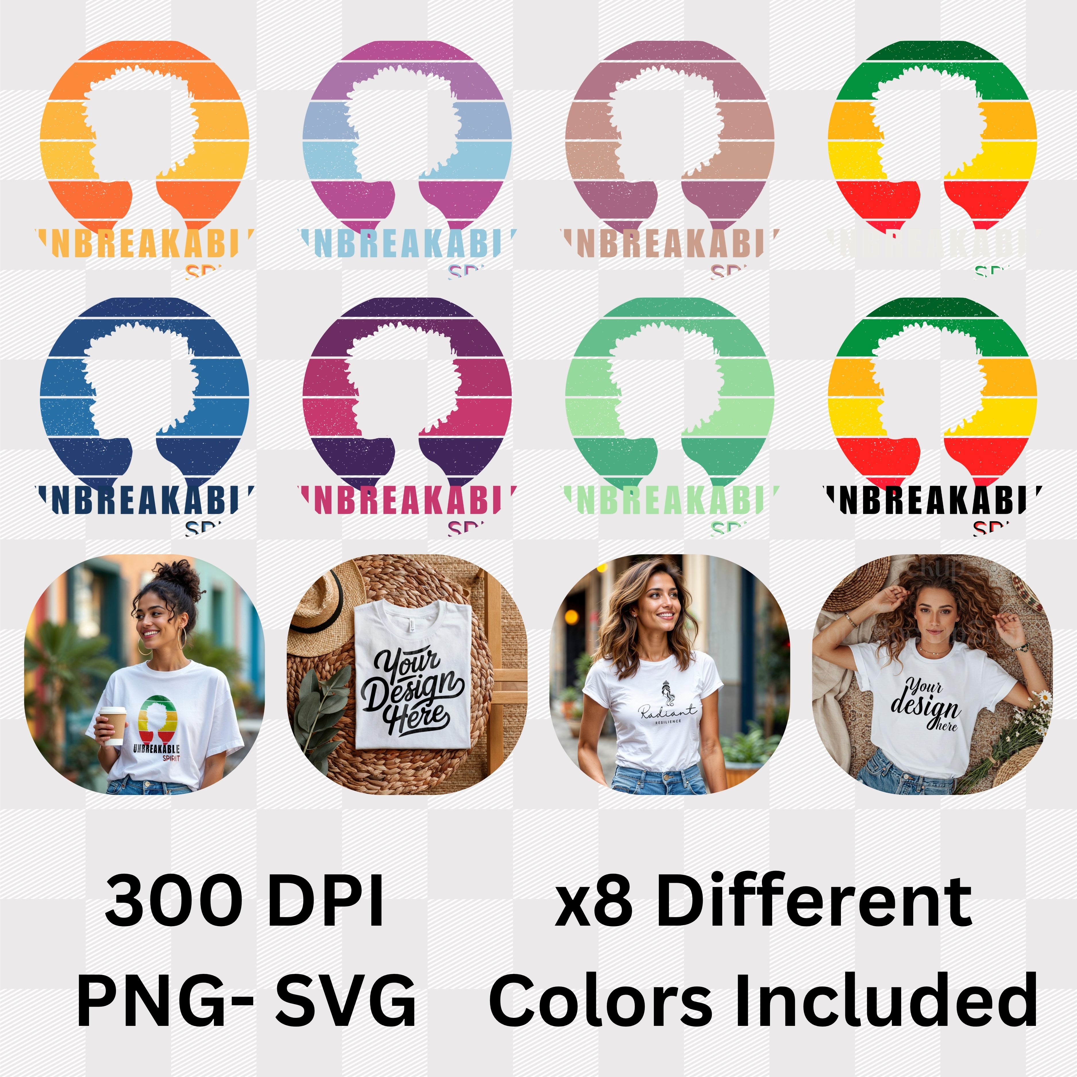 Unbreakable Spirit - Afro Silhouette Retro Sunset Circle Natural Hair Empowerment Artwork