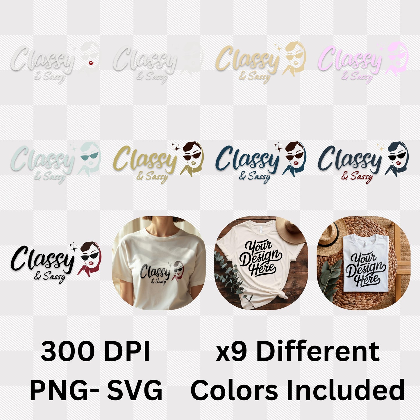 Classy & Sassy - Vintage Fashion Illustration Woman with Sunglasses Sparkle Statement Artwork