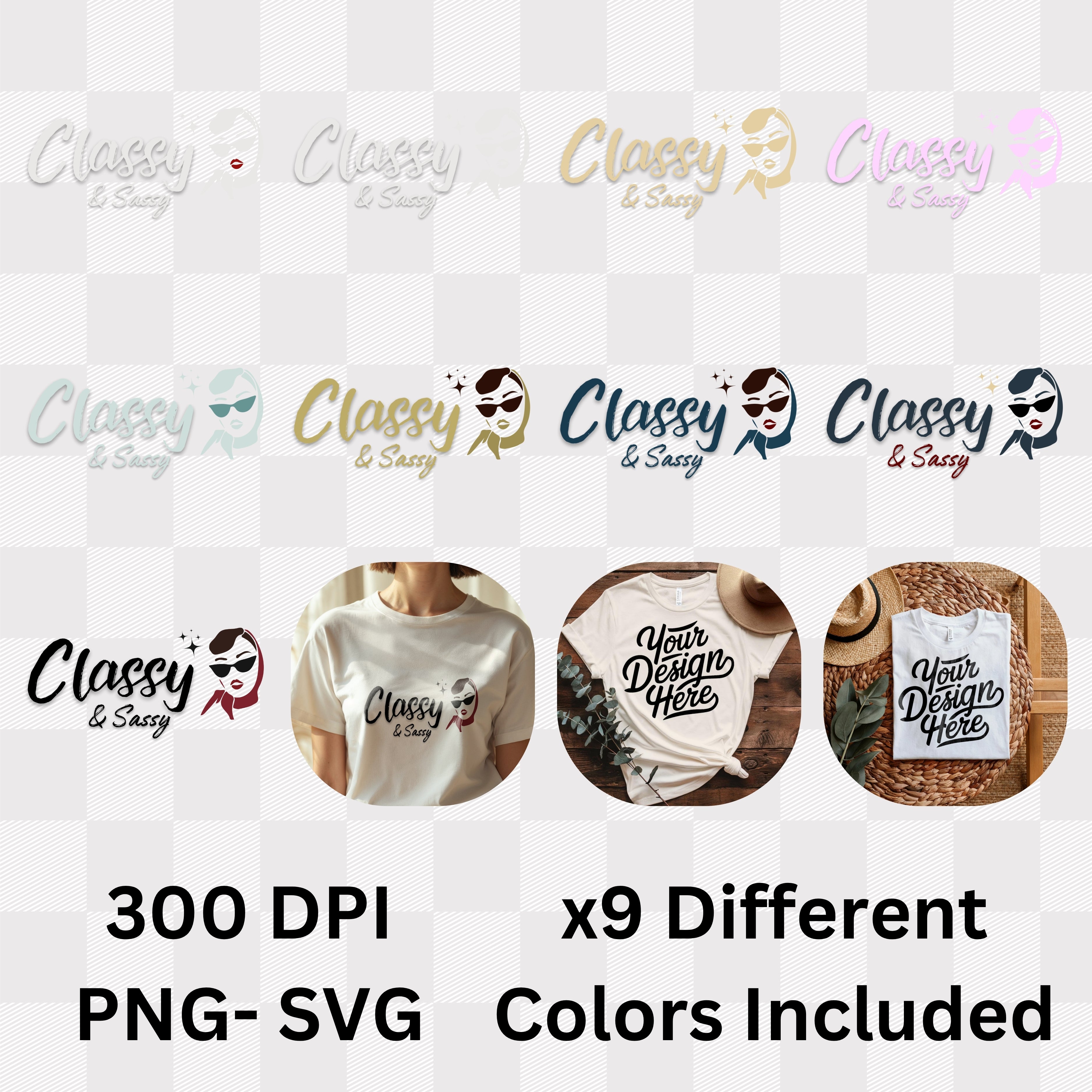 Classy & Sassy - Vintage Fashion Illustration Woman with Sunglasses Sparkle Statement Artwork