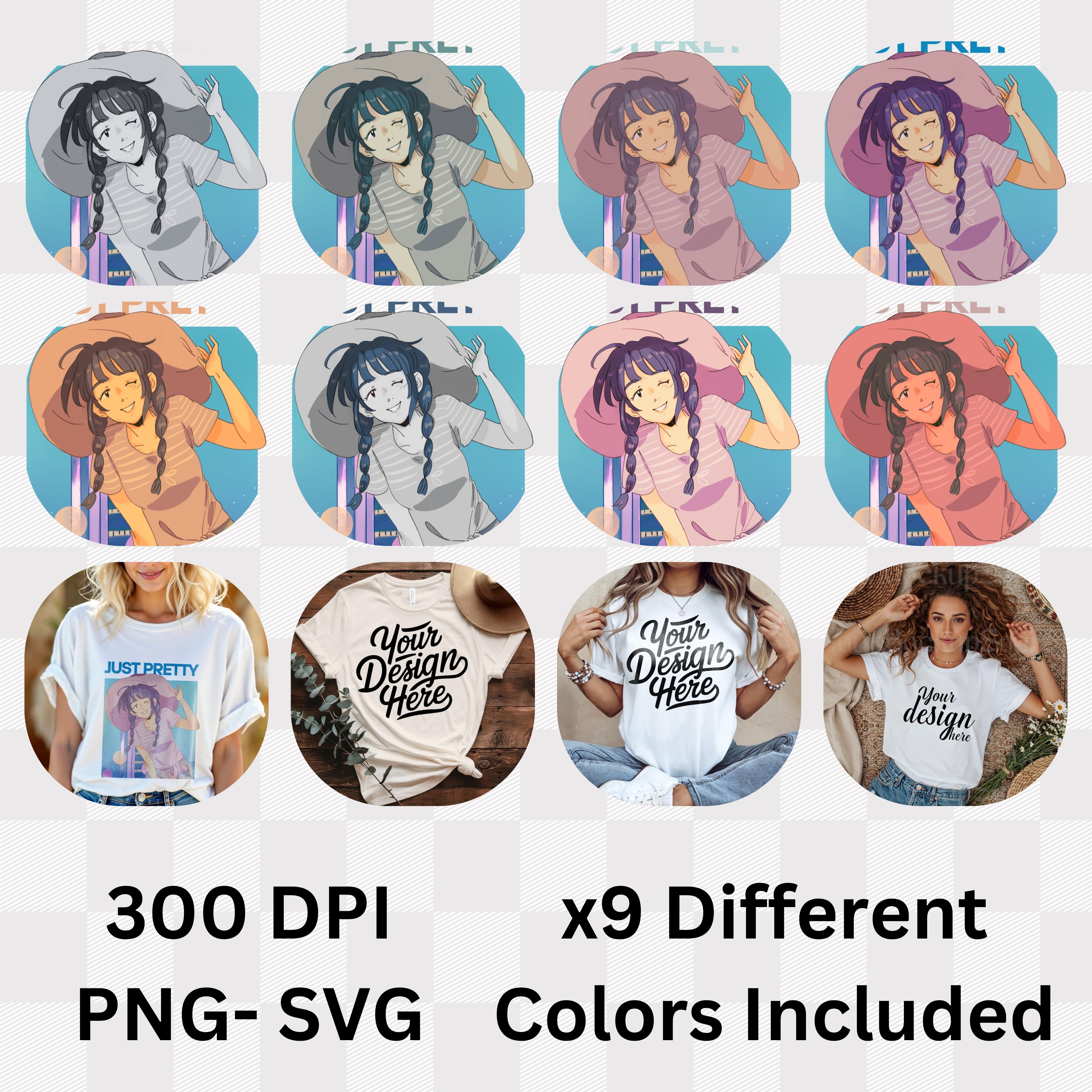 Just Pretty - Cute Anime Girl with Purple Braids Kawaii Aesthetic Illustration